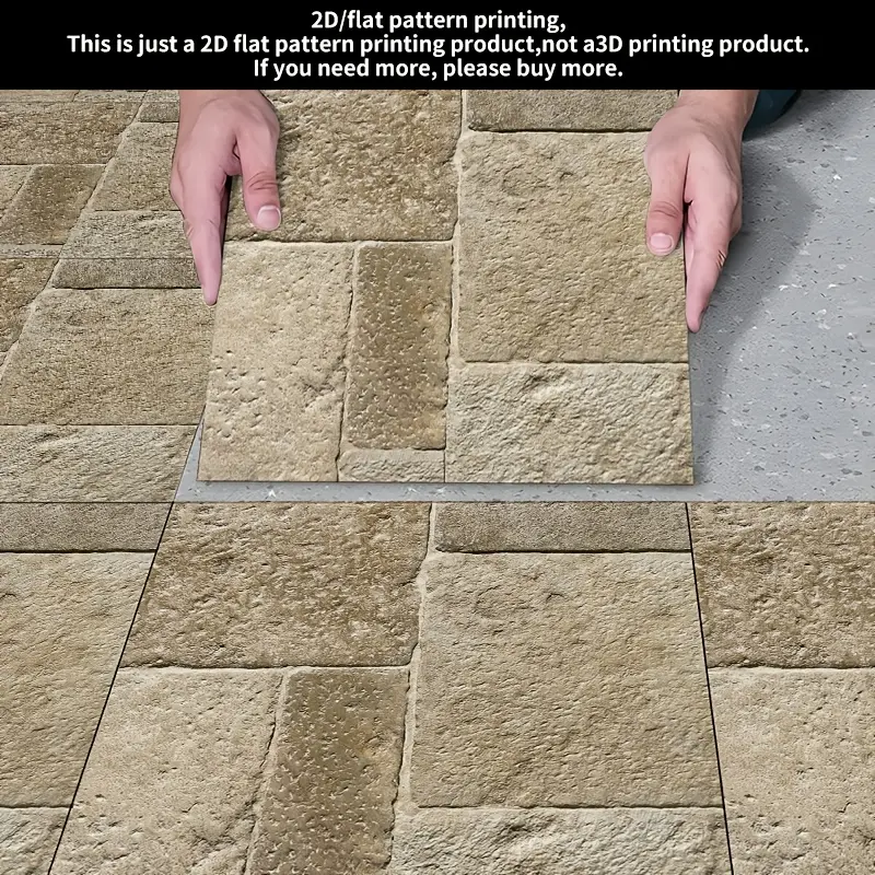 10-Pack Self-Adhesive Vinyl Floor & Wall Stickers Suitable for Exterior/Interior - Peel & Stick Faux Stone Tiles, Natural Rustic Stone Block, Easy Installation, Suitable for Walls, Floors, Kitchens, Bathrooms, Patios, 2D Flat