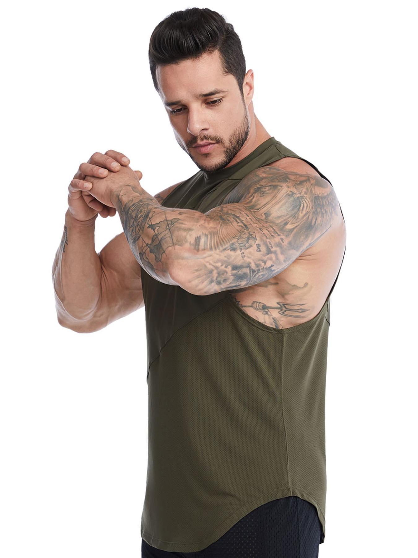 Men's Plain Round Neck Sports Vest, Quick Drying Breathable Loose Tank Top, Mens Clothing, Men's Sportswear for Indoor Outdoor Running, Gym Clothes