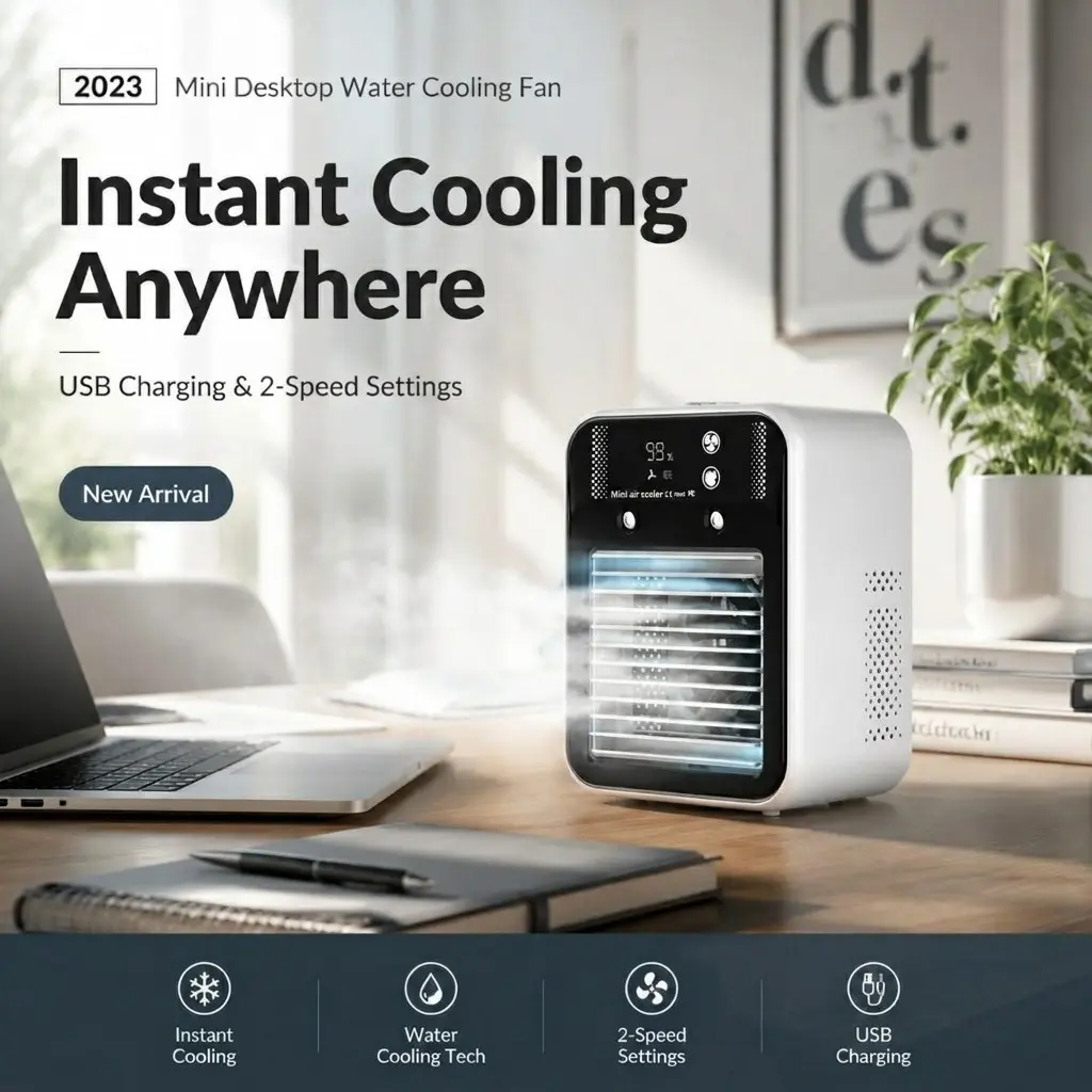 USB Mini Water Fan, Rechargeable, Large Capacity, Quiet Spray, Adjustable Wind & Mist, Ideal for Home, Office, Outdoor, Compact Design, USB Fan For Desk