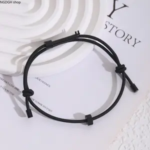 Sliding Knot Rope Bracelet - Black Red Adjustable Cord, Simple Braided Men's Accessories, Comfortable Daily Wear Jewelry for Sports & Outdoor Use