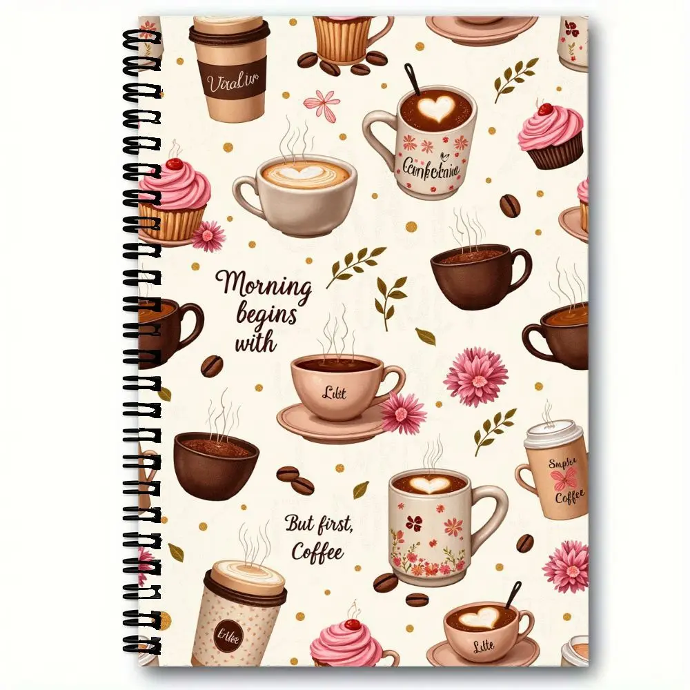 Coffee Themed Spiral Coil Notebook Cute Floral Cake Design Journal Coffee Themed Spiral Coil Notebook Cute Floral Cake Design Journal