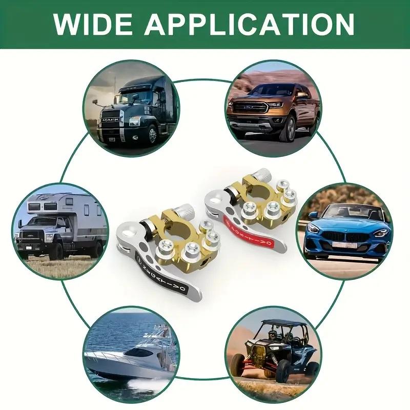 Battery Terminal Clamp Connectors, 2-Piece Set 4-Way Quick-Disconnect Connectors For Sae/Jis Type A Terminals Suitable For Cars, Trucks, And Other Vehicles