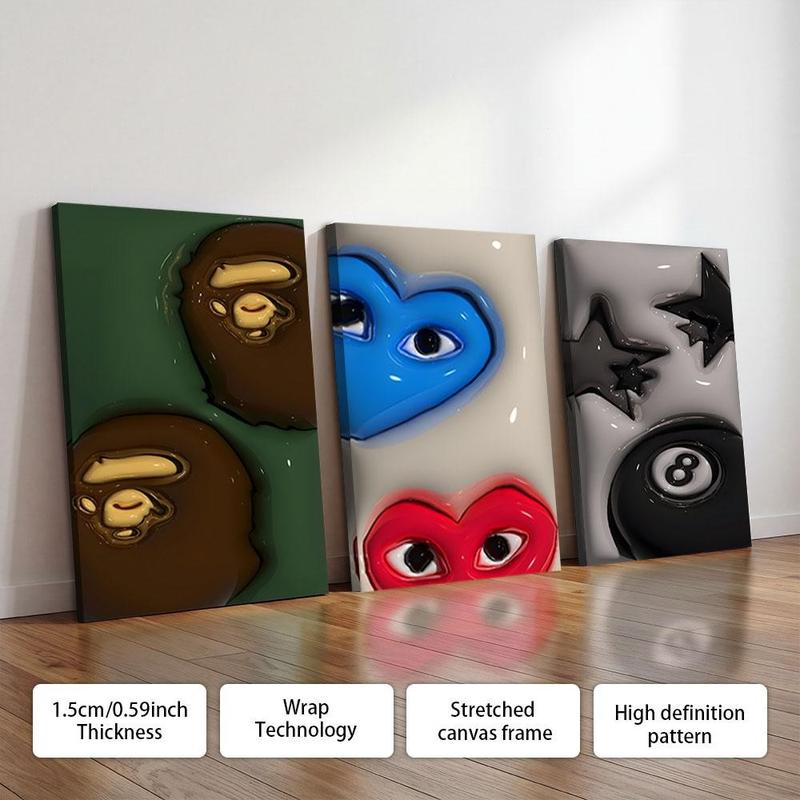 Three-Piece Hypebeast Framed Art Set, Modern Urban Fashion Wall Poster Decor for Living Room, Office and Bathroom