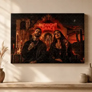 Midnight Grace" Desert Gothic Canvas Wall Art, Rich Red & Amber Aesthetic Print, Modern Moody Living Room Bedroom Office Decor, Statement Poster Gift,wall decor,poster.
