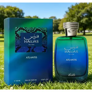 Hawas For Him Atlantis EDP 3.38 Fl Oz 100ml Men Fresh Modern Scent Spray Long Lasting Clean Crisp Masculine Perfume Daily Business Outdoor Fragrance