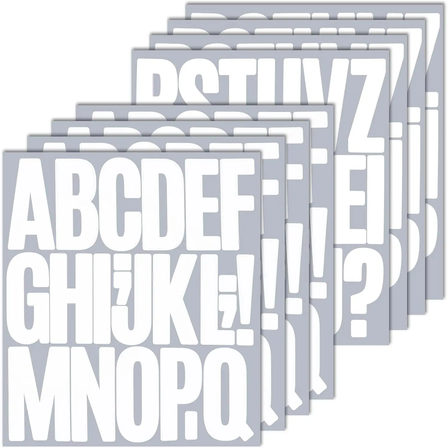 3-Inch White Large Self-Adhesive Vinyl Alphabet Stickers (8 Sheets) - Hardware Letter Decals for Mailbox Decor, Classroom Setup, Indoor/Outdoor Use on Doors, Cars