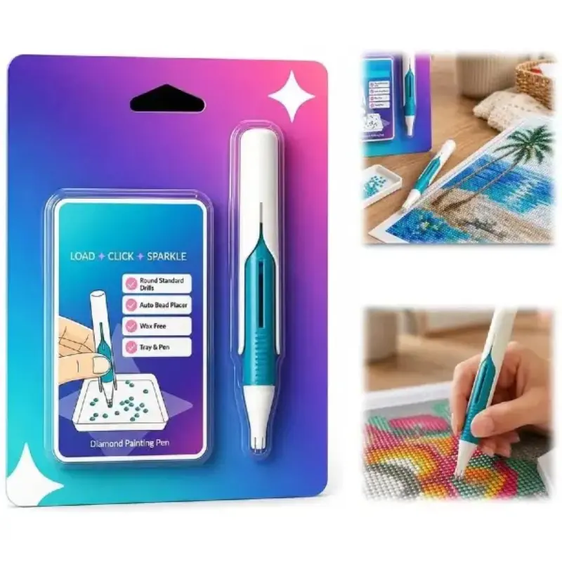 Automatic Diamond Painting Pen Holder for 2.8mm Round Diamonds, Durable Wax-Free Design, Ergonomic Brush, Diamond Art Supplies Set, Diamond Painting Tool