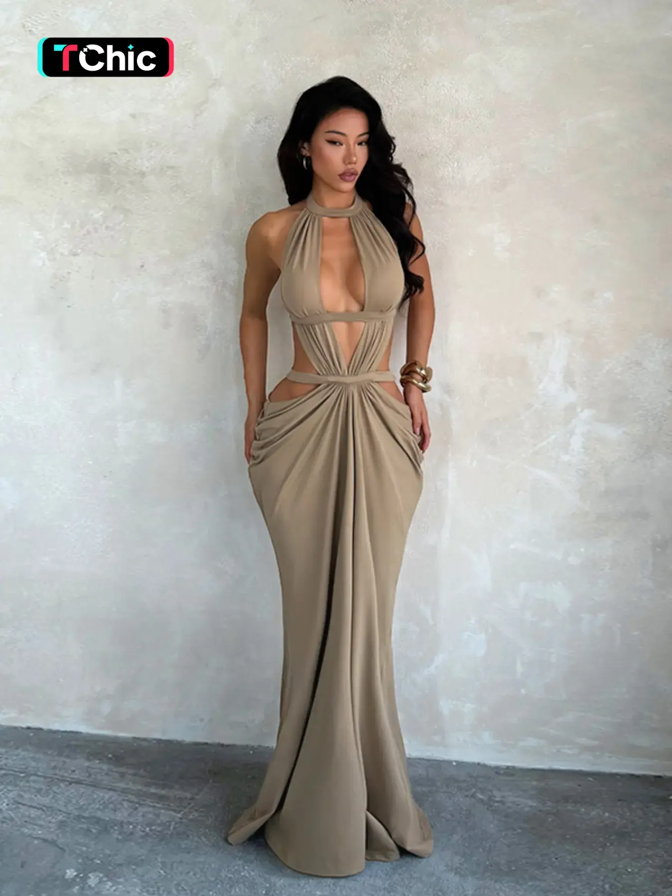 Shimmering Ribbon Vacation Cutout Dress, Elegant Hollow Out Design, Perfect for Summer Parties, Chic and Comfortable Evening Wear