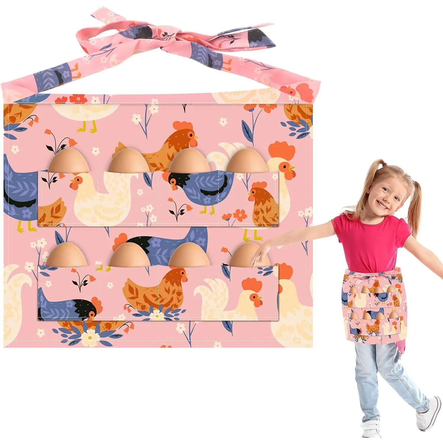 Egg Collecting Apron with Pockets, Chicken Egg Gathering Apron for , Farm Egg Apron for Chicken Coop