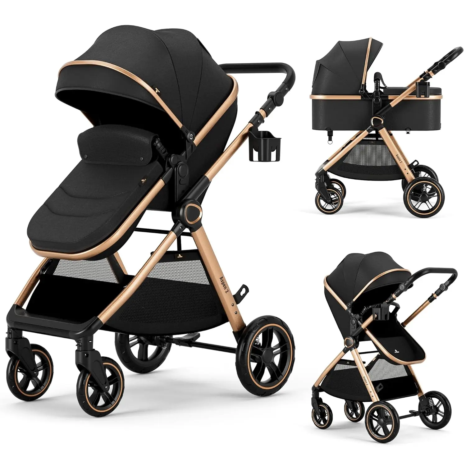 2 in 1 Baby Stroller, Convertible Bassinet Pushchair  Infants and Newborns 0-36 Months