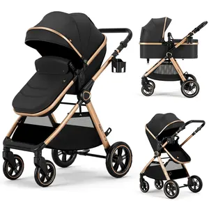 2 in 1 Baby Stroller, Convertible Bassinet Pushchair  Infants and Newborns 0-36 Months