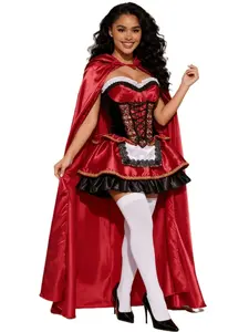 Little Red Riding Hood Cape & Dress Set Womens Halloween Costume Perfect for Masquerade Parties Stage Shows Cosplay