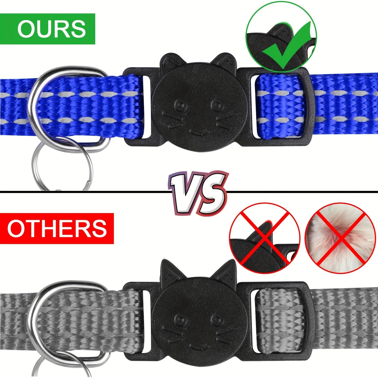 2 Packs Cat Collar With Name Tag, Personalized Reflective Cat Collar Breakaway With Bell For Boy & Girl Cats, Blue