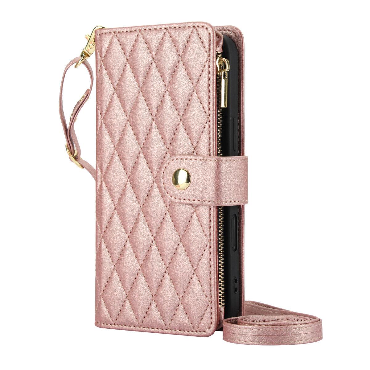 HISTORYOO For iPhone 17 Pro Max 16 15 Plus 14 13 12 Pro Wallet Case Crossbody PU Leather Cash Slot Zipper Purse with Credit Card Slot Holder Carrying Handbag Stand Phone CaseAdjustable Lanyard Detachable Strap Wrist for Women Ladies