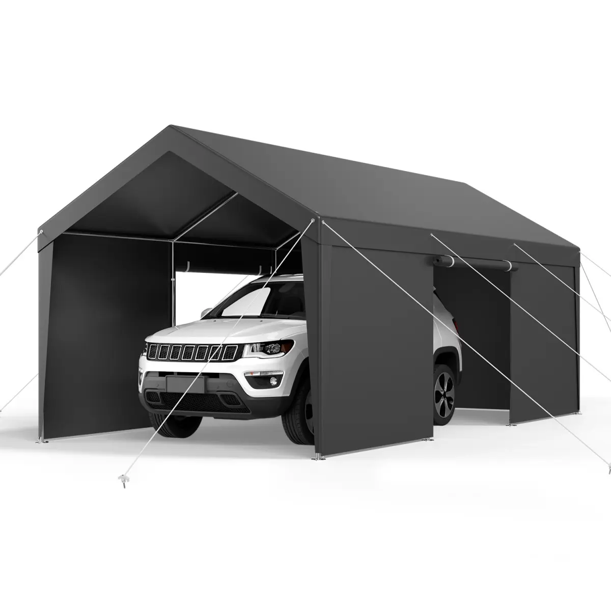 Carport Car Canopy 12x20FT Heavy Duty Outdoor Car Shelter with Sidewalls White