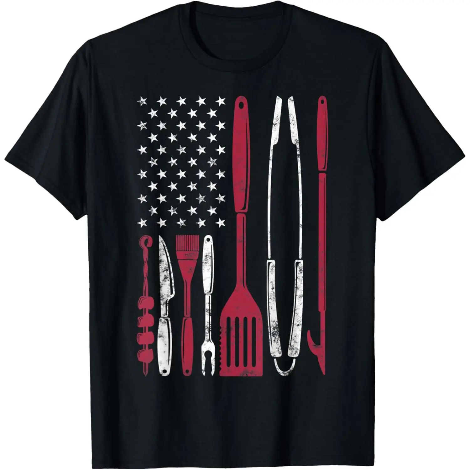 American Flag BBQ Tools Pitmaster Tee| Funny Retro Grilling Shirt for Barbecue Lovers & Grill Chefs| Summer Cookout Vibes