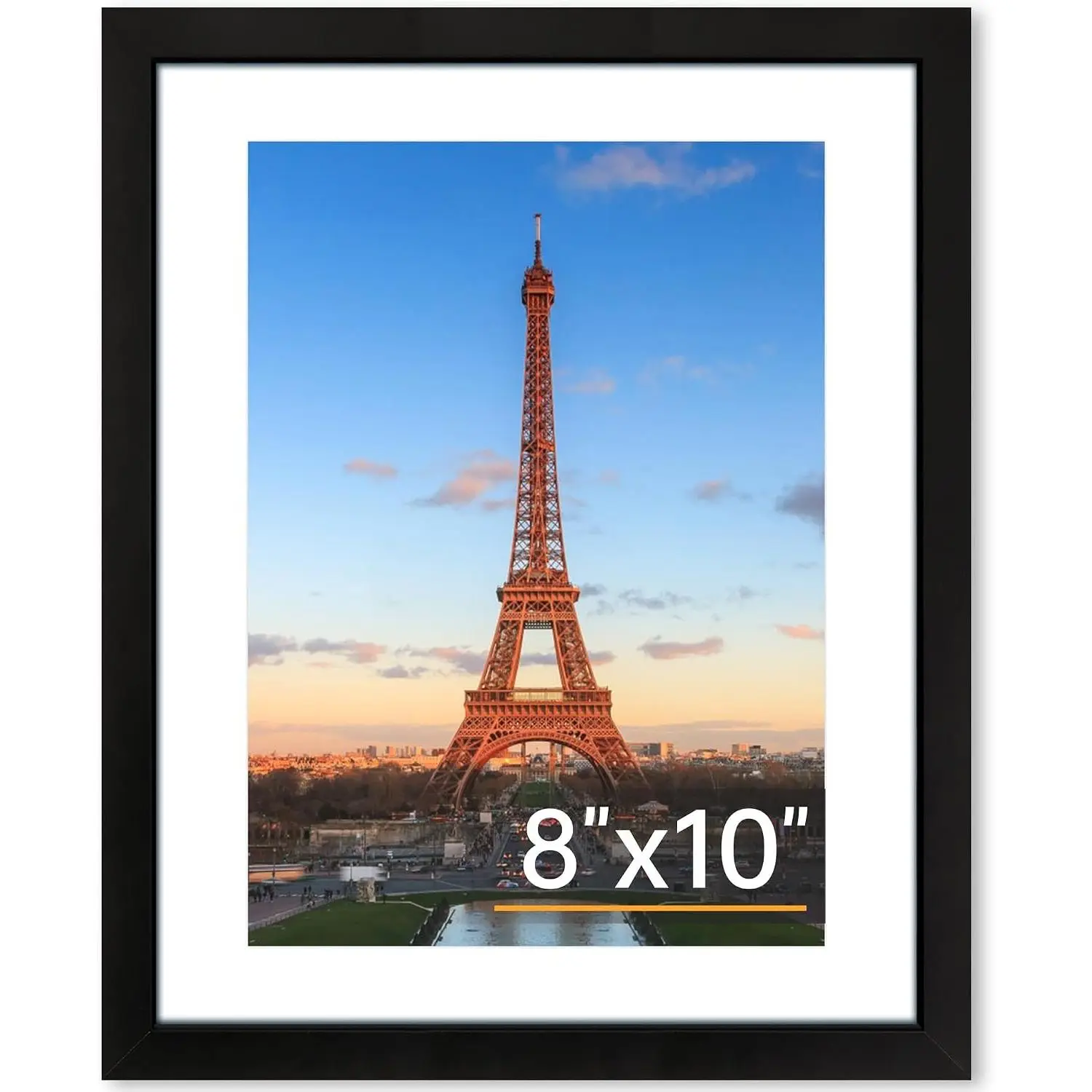 8x10 Picture Frame 1 Pack, Photo Frame with  Plexiglass, Display Pictures 5x7 with Mat or 8x10 Without Mat, Picture Frames Collage for Tabletop or Wall Display, Black