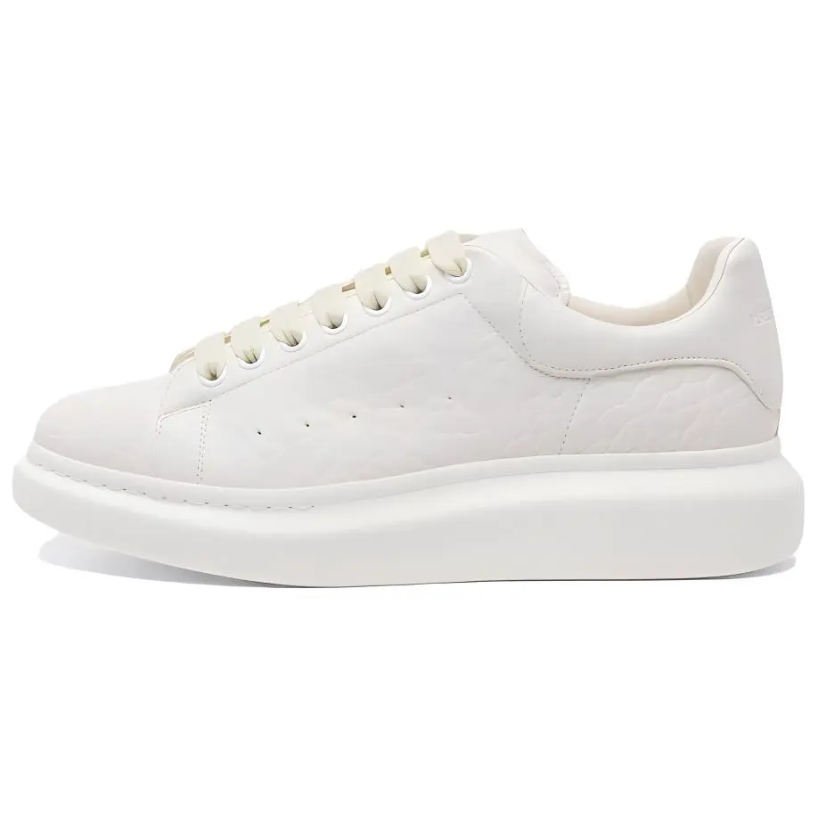 Alexander McQueen Men's Closed Leather Round-Toe Lace-Up Low-Top Casual Footwear - Beige Trending Trainer, House White Official Shoes with Verifiable Maison Mihara Credentials & Global Authentication Support