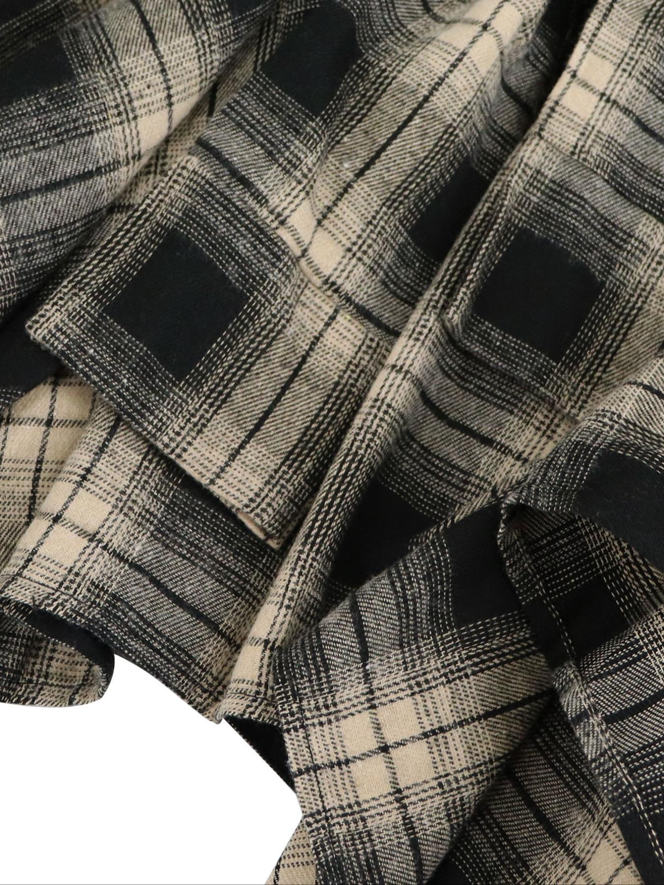Women's Plaid Print Tie Front A Line Skirt, Casual Asymmetrical Hem Skirt for Summer, Women's Bottoms for Daily Wear, Casual Fitted Skirt