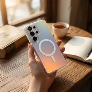 Compatible with S26U / Z Flip 7 / A54 5G Series | Full Protection Shockproof Phone Case, Laser Engraved Chameleon Color-Shift Surface & Built-in Magnetic Adsorption HNZ0080
