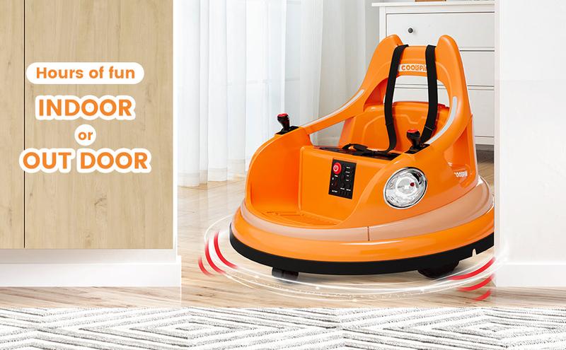 GARVEE Electric Bumper Car for Kids, 12V Ride on Toddler Bumping Car W/Remote Control, LED Lights & 360 Degree Spin, ASTM Certified - Orange