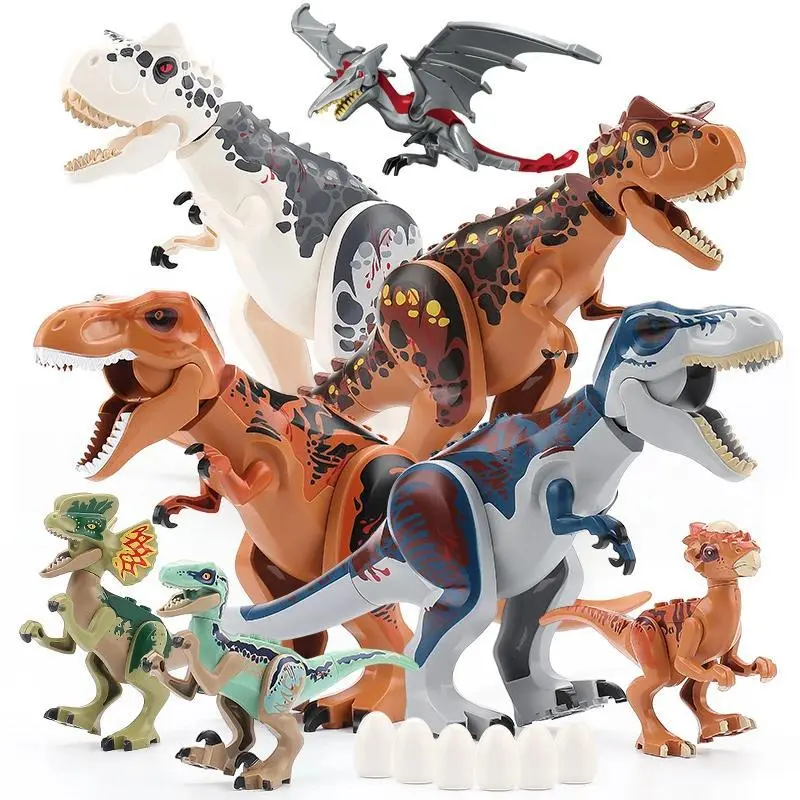 Jurassic World Large Dinosaur Figure Building Blocks Set, ABS Plastic Toys for 6-8 Years Kids, Compatible with Major Brands (Velociraptor, T-Rex, Triceratops, Indominus Rex) 2026 Hot Item