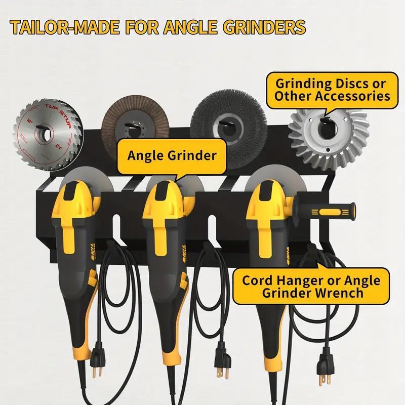 Angle Grinder Holder, 1 Count 3 Bay Tool Storage Rack, Wall Mount Bracket for Angle Grinders, Cutters & Polishers, Home Organizer for Garage & Workspace, Construction Tool Organizer, Power Tool Organizer