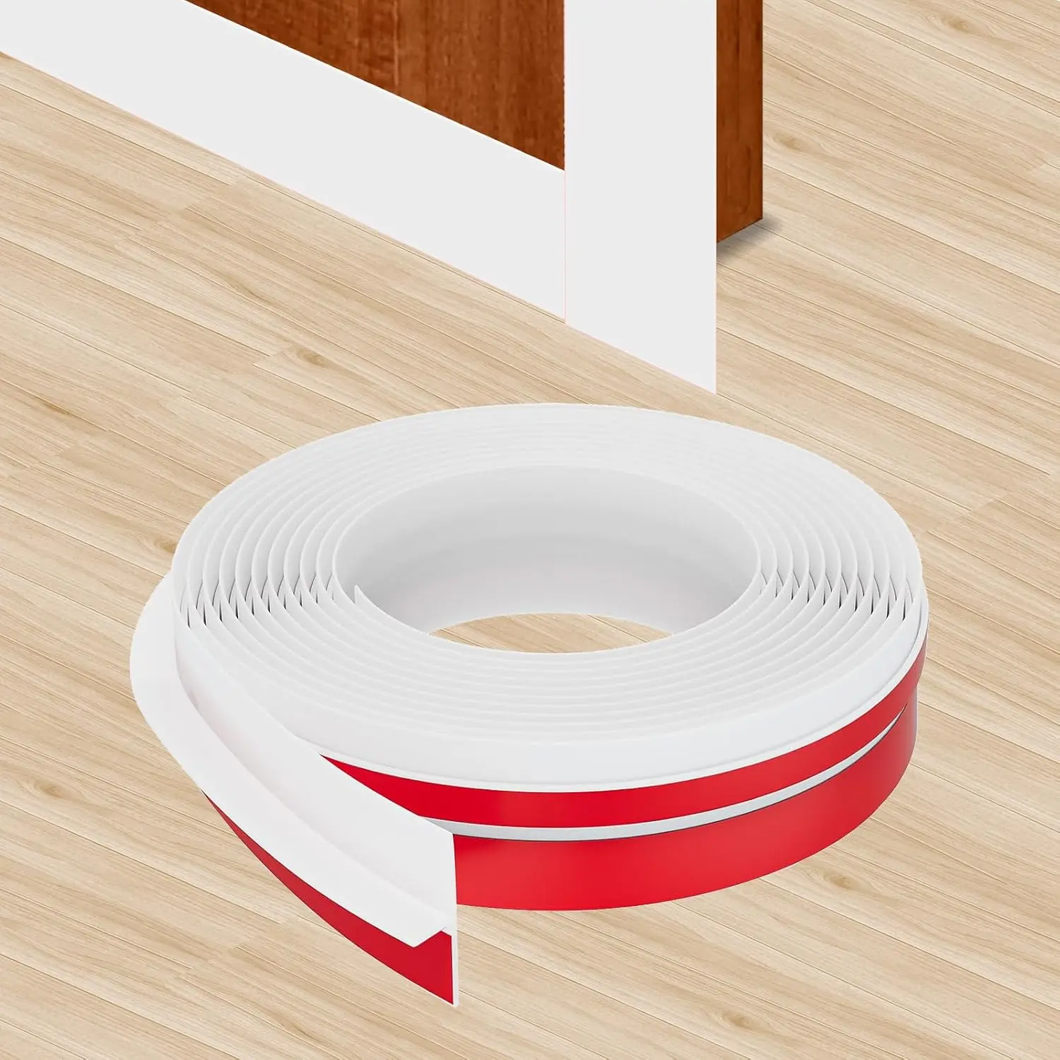 T-Shaped Door Draft Stopper, Weather Stripping Seal for Windows and Doors Gaps, Draft Stopper for Side (White, 1.38" W x 19.7Ft)