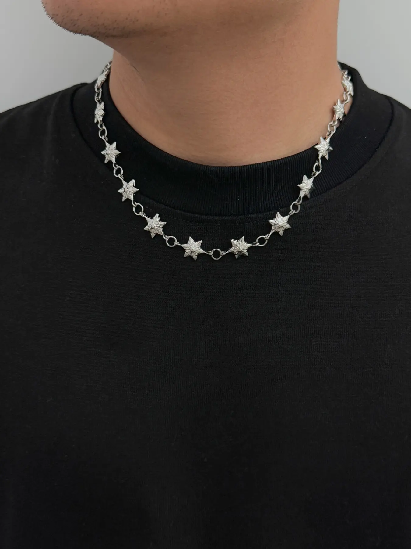 Trendy Hip-Hop Vintage Hexagonal Geometric Metal Necklace, Chain Necklaces, Versatile Rock Punk Style, Casual Streetwear, Wedding Party Gift for Men