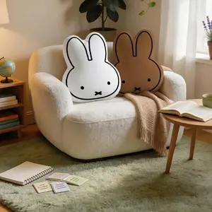 Kawaii Miffy Throw Pillow Cute Miffy Rabbit Doll for Girls To Sleep on A Bed Toy Living Room Cushion Sofa Office Cushion
