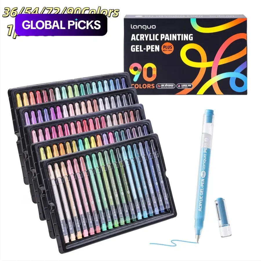 36/54/72/90 Color Languo Gel Pen Set, Smooth 1.00mm Tip, Rich Colors, Large Capacity, Ideal for Art, DIY, Coloring Books, Gift Box, Art Supplies #GLOBAL PICKS