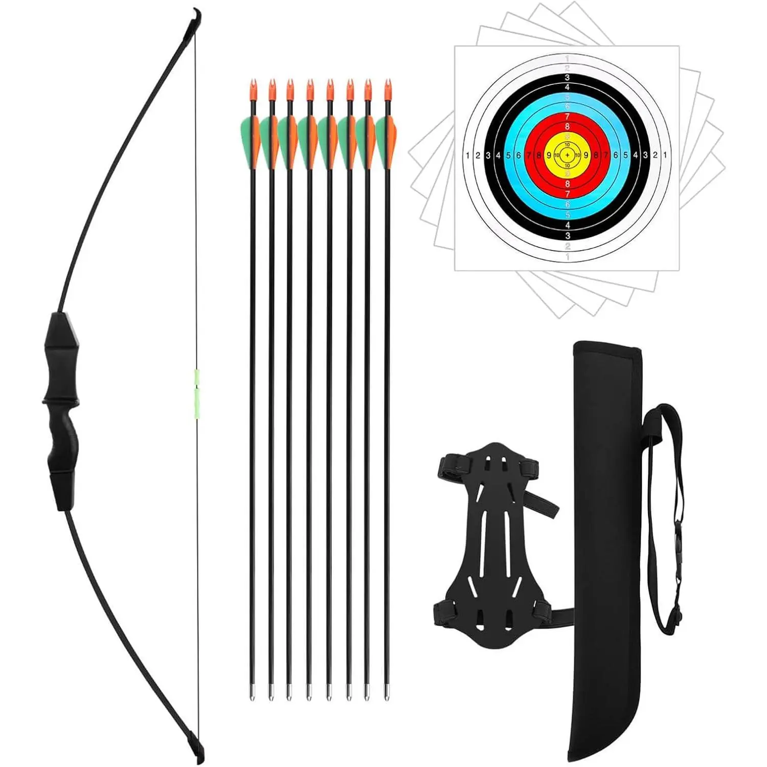 44 in Junior Size Recurve Bow and Arrow Set for Kids, Outdoor Archery Training Equipment, Youth Team Game Gift