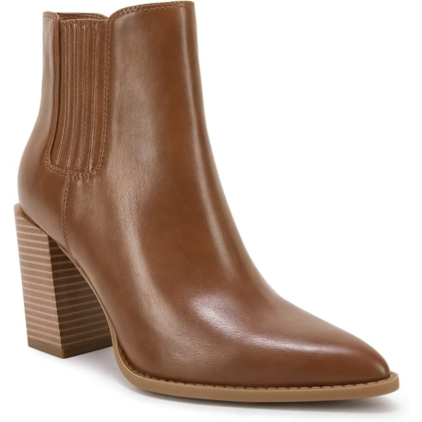 Coutgo Womens Booties Pointed Toe Stacked Heel Fashion Chelsea Ankle Boots Coutgo Womens Booties Pointed Toe Stacked Heel Fashion Chelsea Ankle Boots