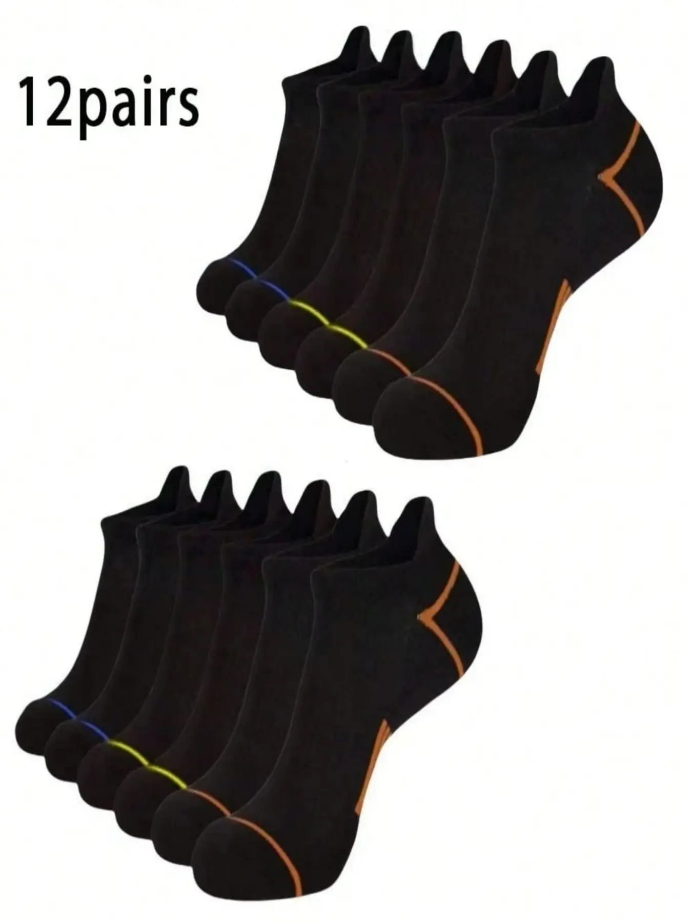 6/12 Pairs Unisex Low-Cut Ankle Socks, Sporty Running Fitness Socks, Anti-Slip Breathable Comfort, Sweat-Wicking Durable Outdoor Socks