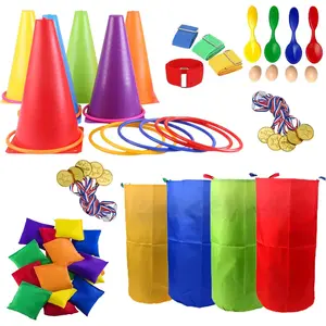 53 Pcs Outdoor Games for Kids & Adults – Field Day & Lawn Carnival Games | Ring Toss, Bean Bag, Potato Sack Race Bags, Egg Spoon, Relay Race & Yard Game for Christmas and Easterfidget toys
