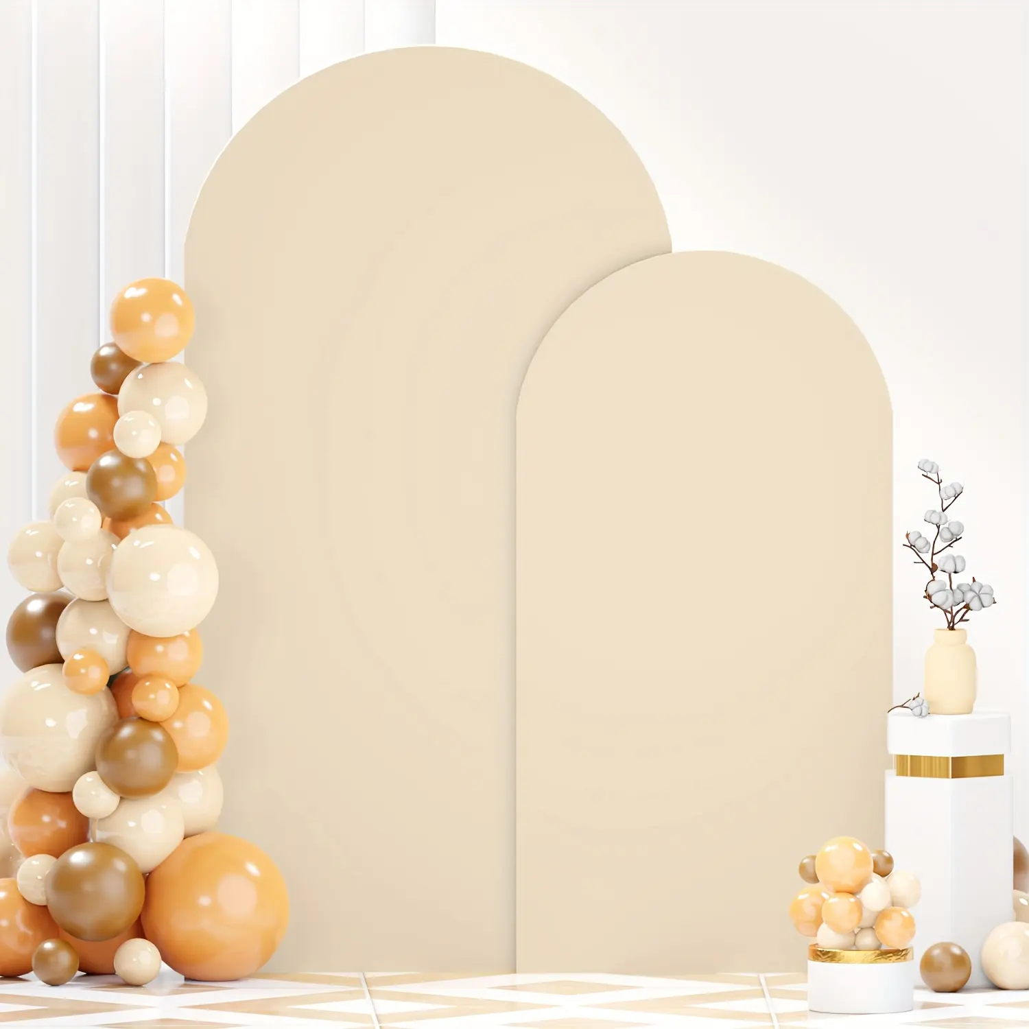 2pcs Wedding Arch Backdrop Cover Panels - Spandex Arched Canopy Suitable for Weddings, Baby Showers, Parties, 6ft & 7.2ft Round Top Arch Frame Compatible for Photo Booth Decorations, No Frame Included