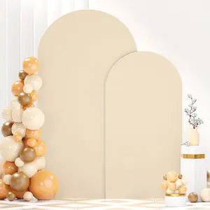 2pcs Wedding Arch Backdrop Cover Panels - Spandex Arched Canopy Suitable for Weddings, Baby Showers, Parties, 6ft & 7.2ft Round Top Arch Frame Compatible for Photo Booth Decorations, No Frame Included