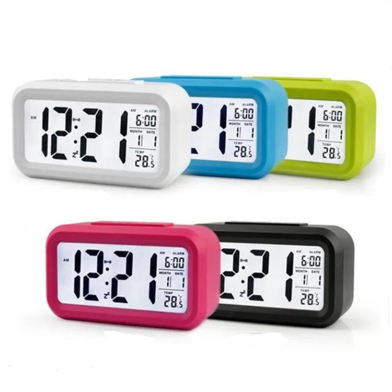 Smart Temperature Display Digital Alarm Clock, Backlight LCD Alarm Clock Decor Electronic