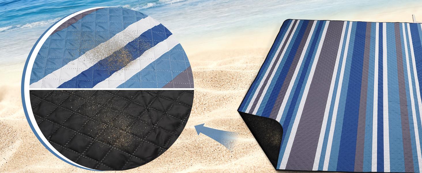 Picnic Blankets Outdoor - 80"x80" Waterproof Beach Blanket, Machine Washable 3-Layer Foldable Park Mat with Sandproof Backing for Grass, Hiking, Travel, Concerts, Indoor (BlueStrip) Picnic Blankets Outdoor - 80"x80" Waterproof Beach Blanket, Machine Washable 3-Layer Foldable Park Mat with Sandproof Backing for Grass, Hiking, Travel, Concerts, Indoor (BlueStrip)