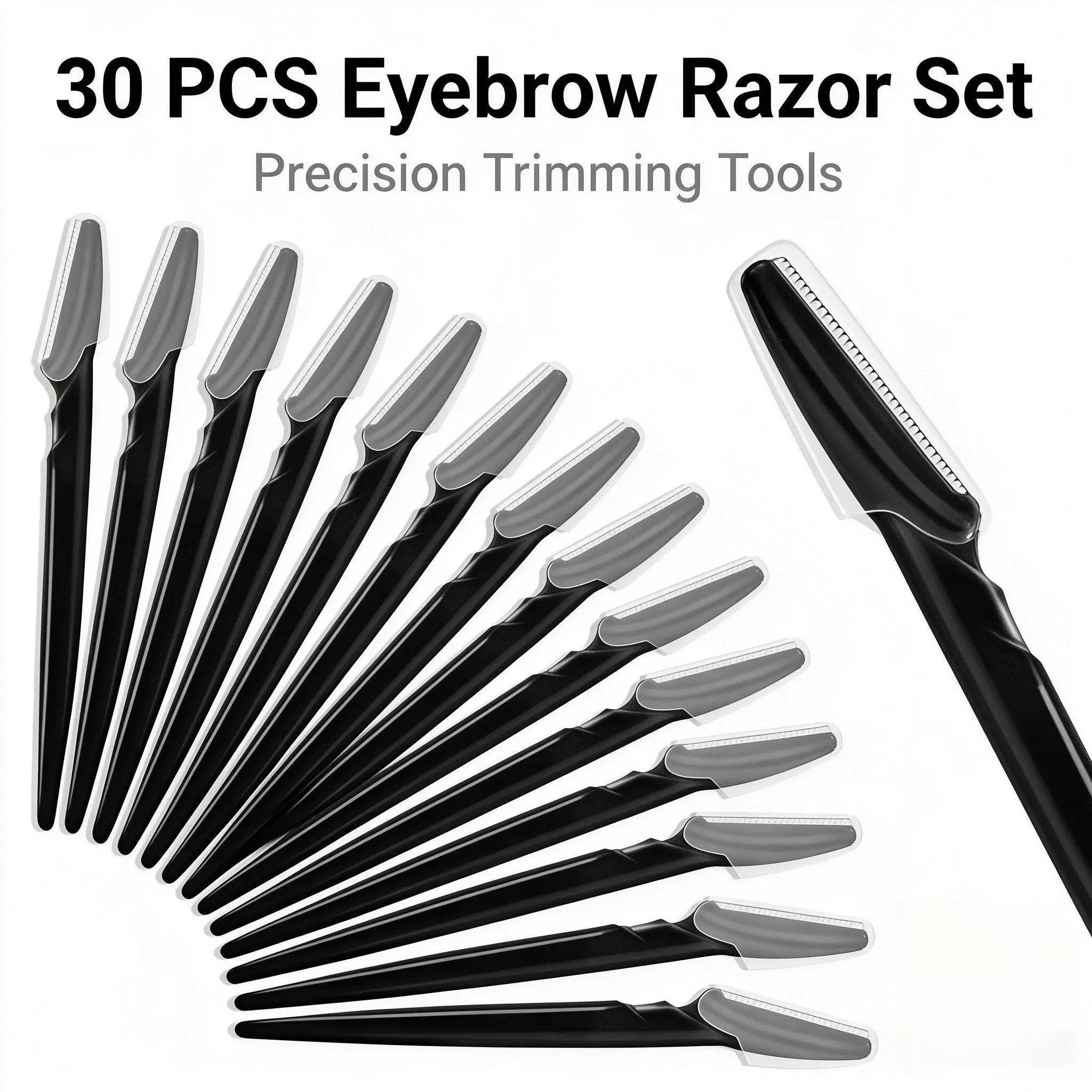30-Piece Disposable Eyebrow Razors with Protective Covers, Portable Brow Shaping Tool for Women, Facial Hair Trimming Beauty Kit