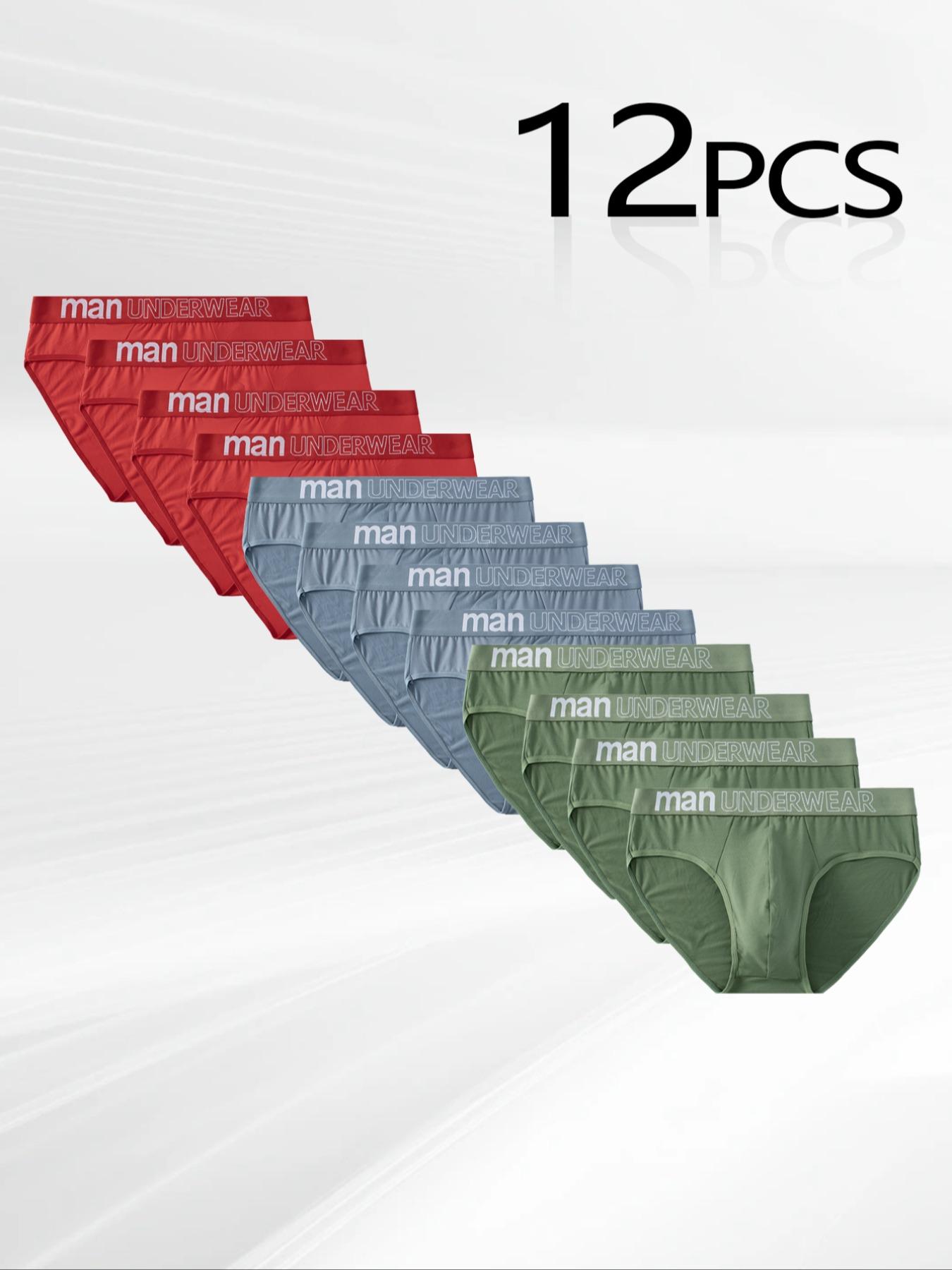 Men's Letter-Tape Solid-Color Briefs for Daily Wear, Casual Men's Underwear for All Seasons, Soft Comfy Undergarments, Soft Breathable Briefs