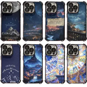 ACOTAR Velaris Starry Night Electroplated Shockproof Phone Cases For iPhone 17 Promax Air 16 Pro 15 14 Plus 13 12 & Samsung S23-26, Corner Bumper Chrome Border Cover For Book Lovers Gifts