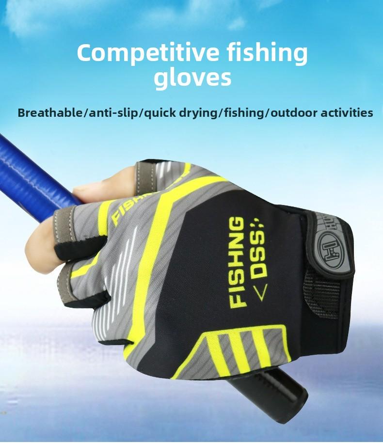 Cycling Lure Fishing Gloves UV Protection Windproof Breathable Cut-Resistant Non-Slip Three-Finger Gloves for Spring Summer Winter Sports Fishing Gear