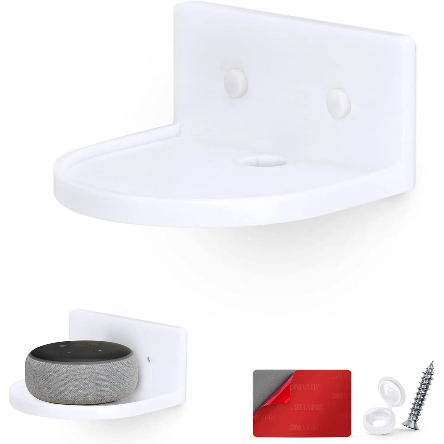 BRAINWAVZ 5" Small Floating Shelf, Adhesive & Screw in, for Bluetooth Speakers, Cameras, Plants, Books, Toys & More, Universal Shelves, Easy to Install Shelf CF2105 White