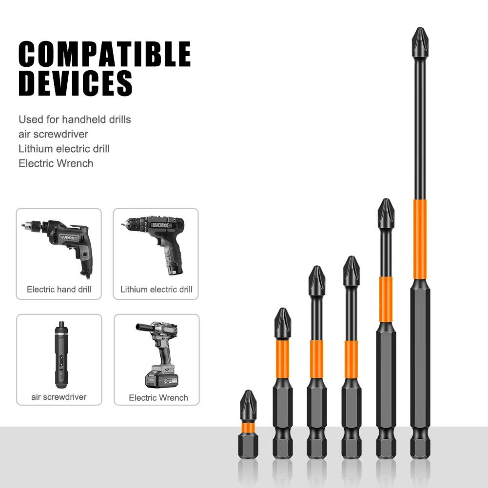 PH2 Strong Magnetic Cross Torque Head Screwdriver S2 Steel Electric Head High Hardness Magnetic Anti-slip Electric Drill Bit Size:(25mm,50mm,65mm,70mm,90mm,150mm)
