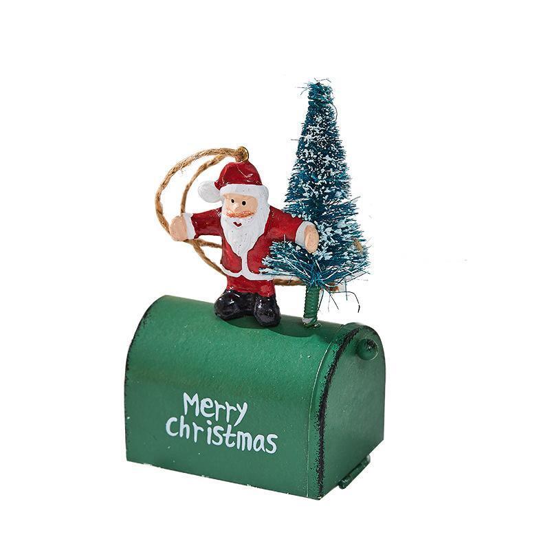 2025 New Christmas Wrought Iron Decorative Cabin Mailbox Indoor And Outdoor Decorations, Bar, Shopping Mall Window  Ornaments