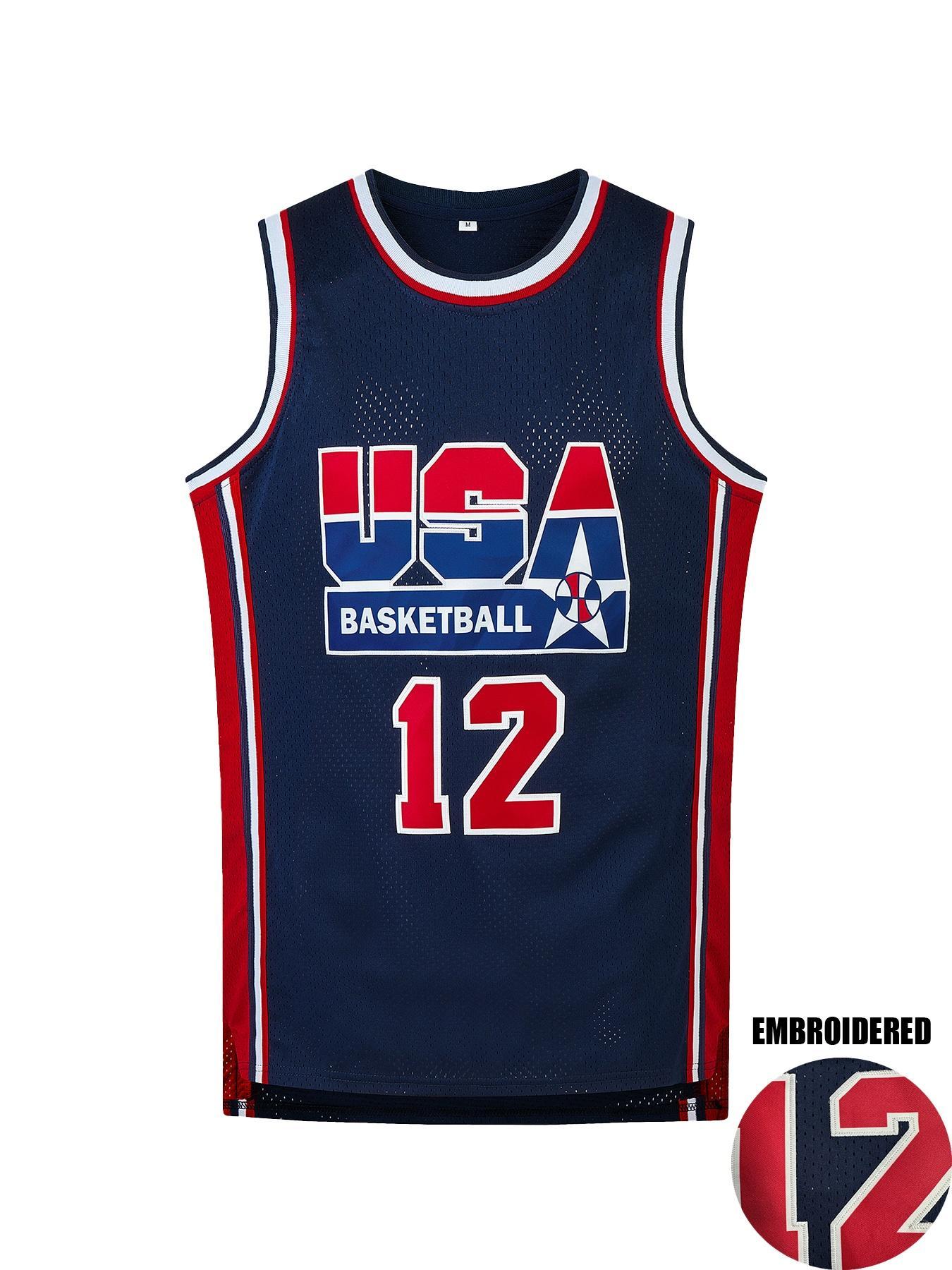 Men's Vintage Basketball Jersey, Breathable Round Neck Sportswear, Sleeveless Boys Training Uniform, Team T-shirt, Fashion Top, Athletic Tops, Basketball Gear, Gym Workout Tops, Jersey Tee