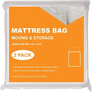 5 Mil Thick  Mattress Bags for Moving 2 Pack Bed Mattress Storage Bags Mattress Cover for Moving - Super Thick Heavy Duty  Plastic Wrap Moving Mattress Protector for Storage