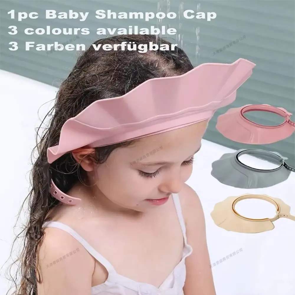 Kids Adjustable Silicone Buckle No-Tears Shower Cap - Soft, Waterproof, Flexible, Snug-Fit Bath Hat for Bath Time, Eye & Ear Protection, Dry Drowning Prevention, Easy-to-Wear Toddler Sun Protective Sports Accessory