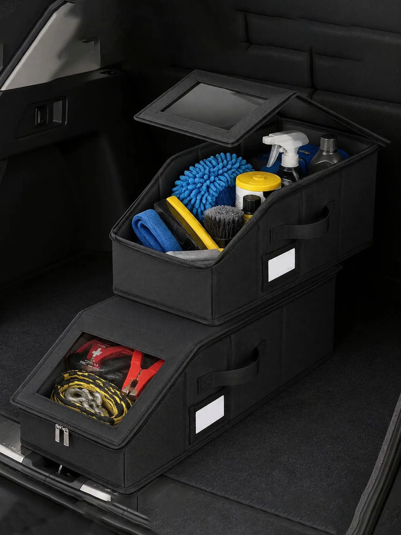 1-piece/2-piece car trunk storage box, foldable car storage box, car tool storage and miscellaneous storage, suitable for various cars